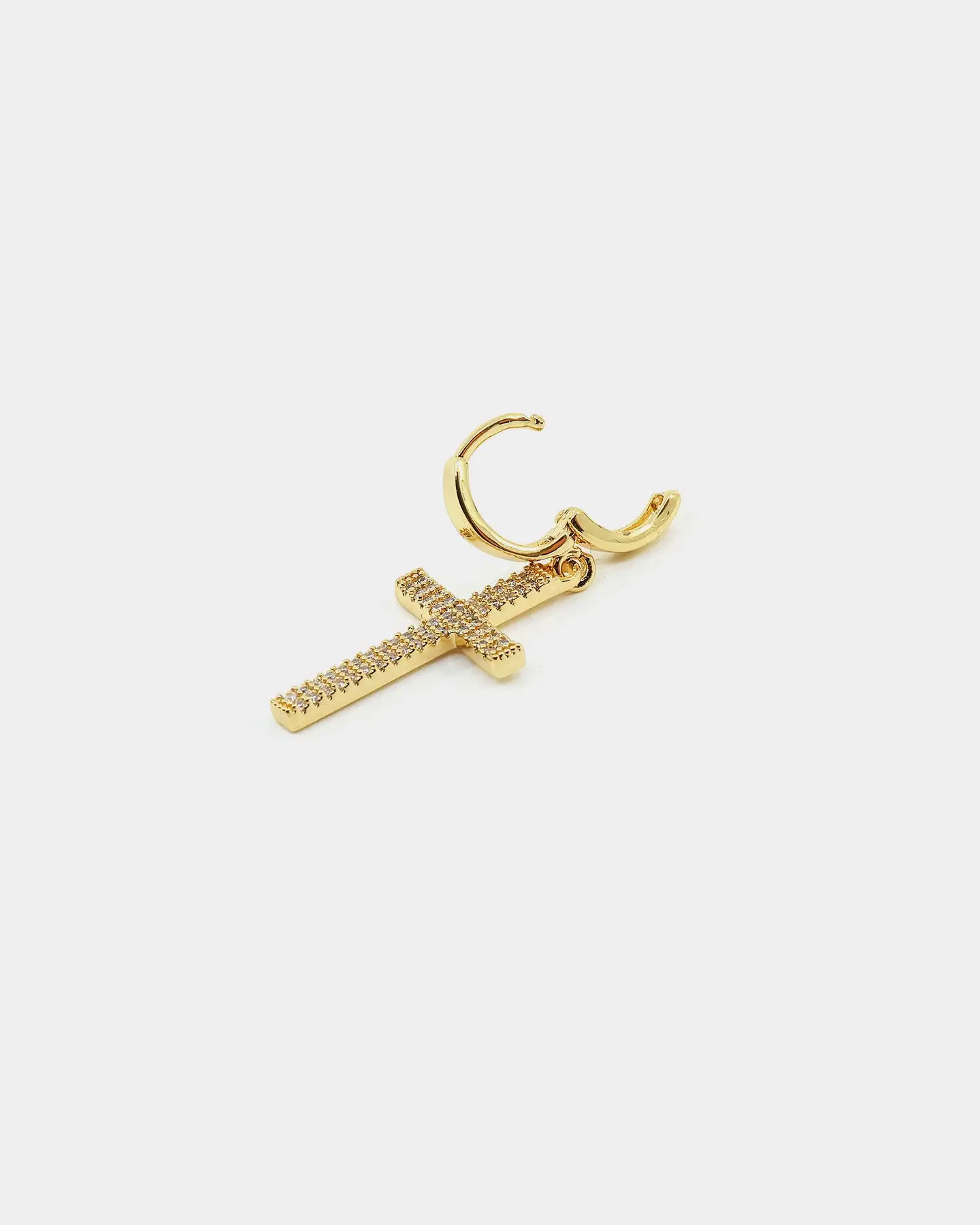 NXS Cross Earring Iced Gold - Image 7