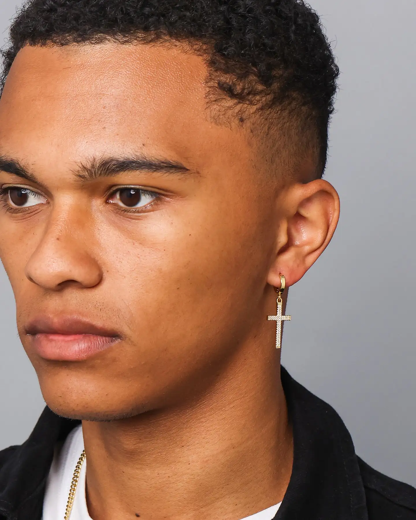 NXS Cross Earring Iced Gold