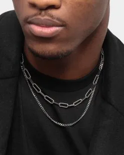 INFRA Cable And Diamond Cut Chain Set Stainless Steel