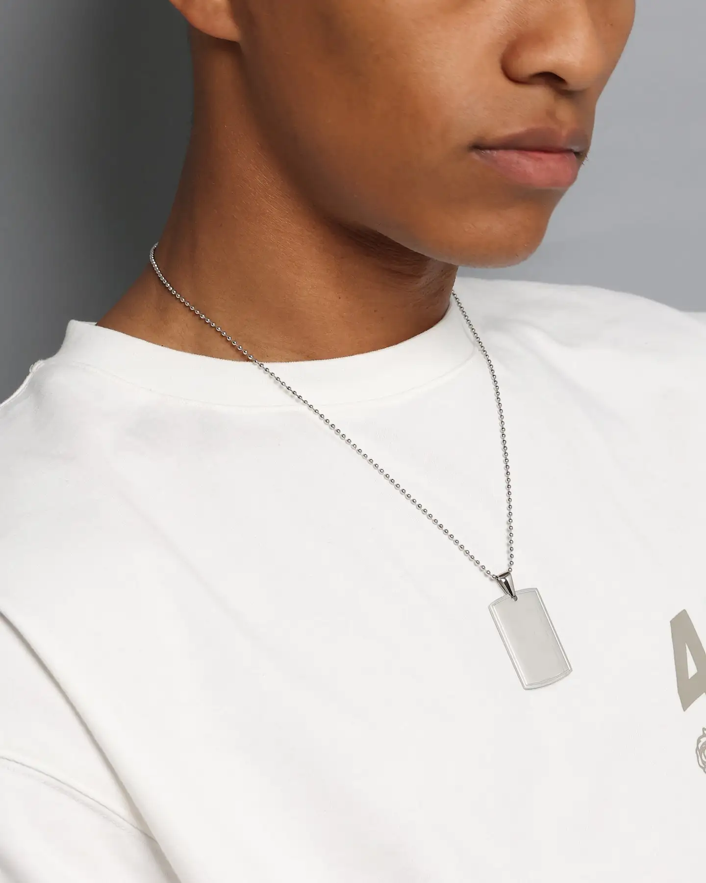 NXS Dog Tag Necklace White Gold - Image 4