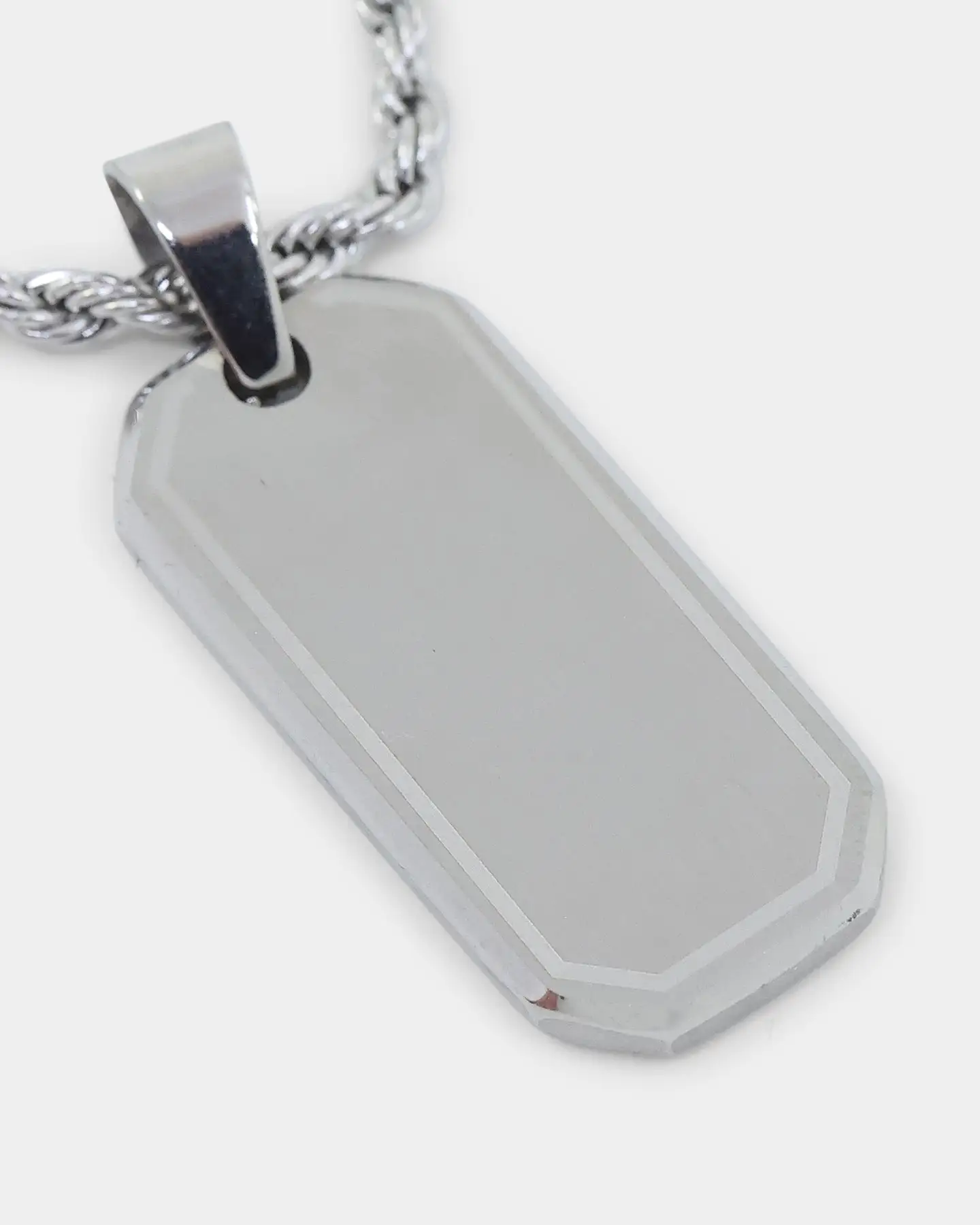 INFRA Tab Pendant Necklace Stainless Steel - Image 7