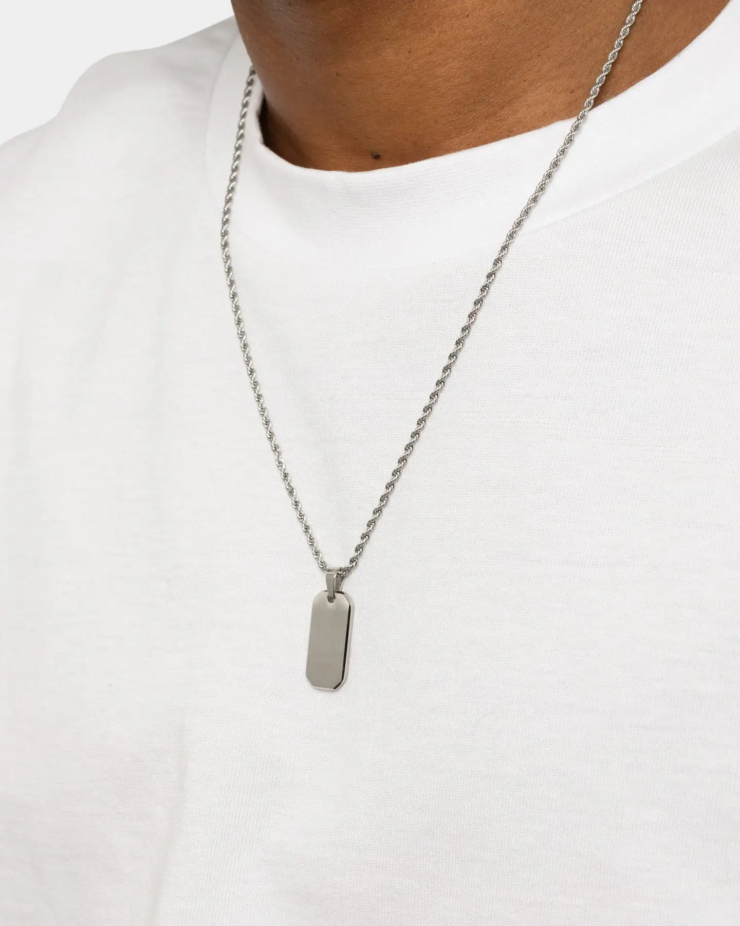 INFRA Tab Pendant Necklace Stainless Steel - Image 4