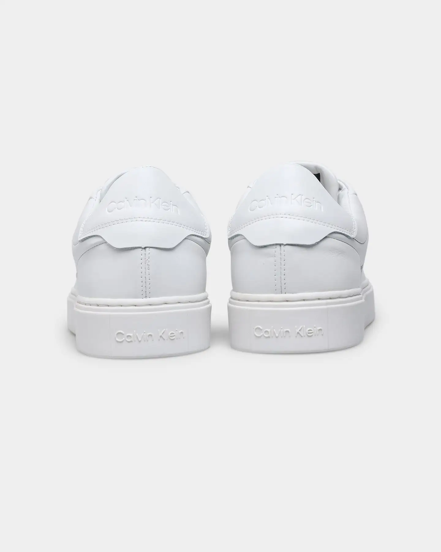 Calvin Klein Lace Up Leather Low Top Triple White - Image 3