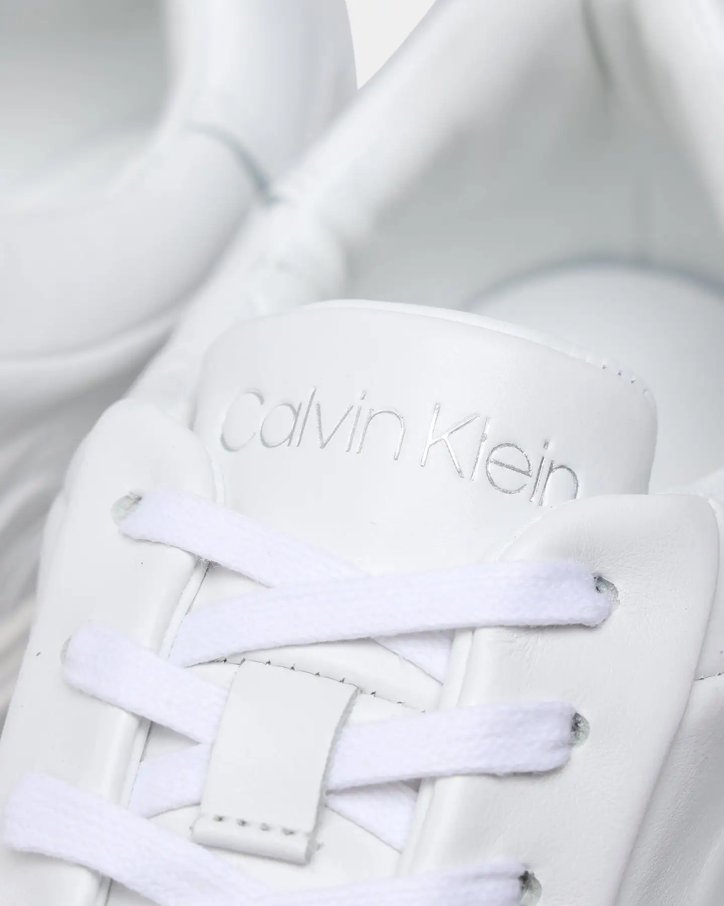 Calvin Klein Lace Up Leather Low Top Triple White - Image 6