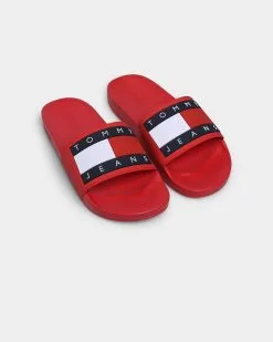 Tommy Jeans Flag Pool Slide Deep Crimson